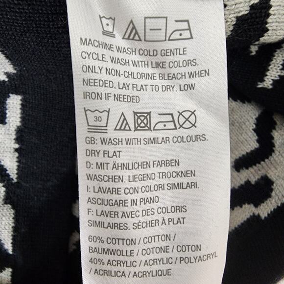 Denim & Co Cardigan Sweater Women Medium Black Jacquard Button Front Long Sleeve - Picture 8 of 9